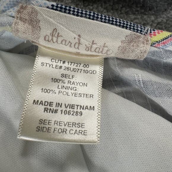 Altar'd State Stripe Romper Flutter Sleeve Size Small Belted V-Neck Blue Pink - Picture 9 of 11